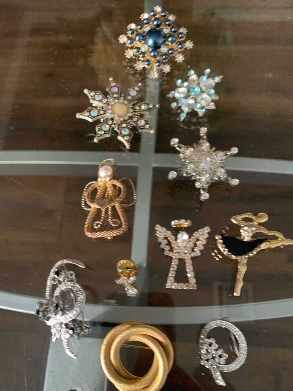 Mixed Brooch and Pin Lot #6- Gold, Silver, Blue, Pearl Accents